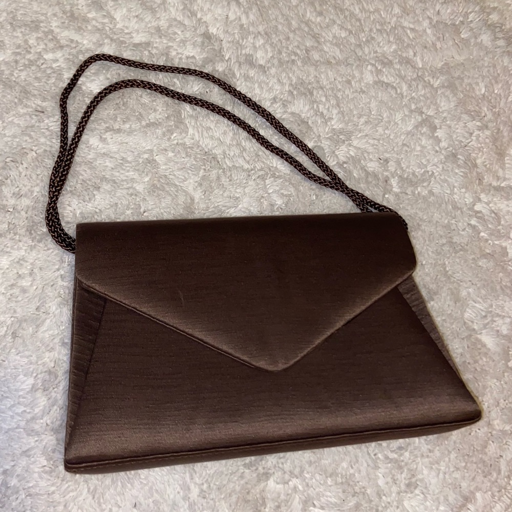 Valerie Stevens - brown satin handbag/shoulder bag